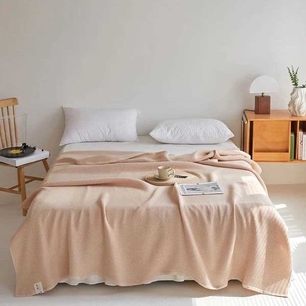 Summer Washed Japanese Honeycomb Towel Shawl Multifunctional Knitted Blanket Sofa Cover Air Conditioning Quilt Throw Blanket Y240730