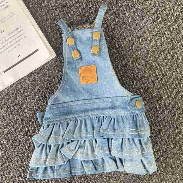 Durable Dog Denim Jumpsuit Dress Costumes Soft Texture Pet Denim Pants Pet Denim Overalls Strap Dress for AutumnXJ240731