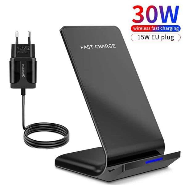 30W Qi Wireless Charger Stand Fast Charging Dock Station For iPhone 13 12 11 Pro X XS Max XR Samsung S20 S10 Phone HolderM240731