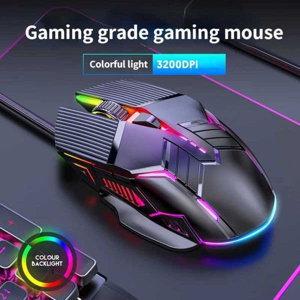New Arrival 3200DPI ergonomic wired gaming mouse USB gaming mouse RGB Mause gaming mouse 6 buttons LED silent mouse for PC laptops T250102