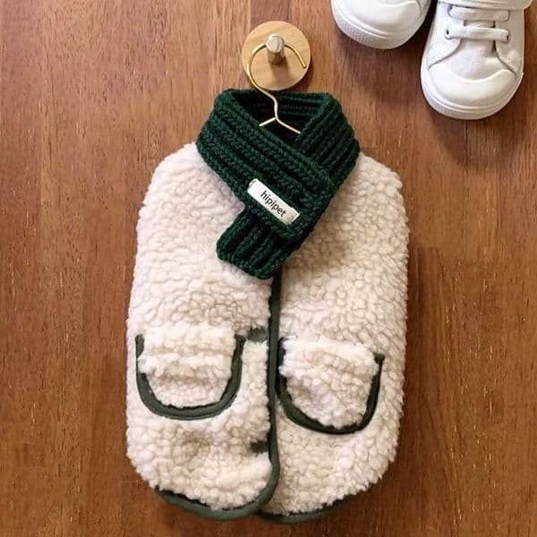Winter Pet Dog Coat and Scarf Set Fleece Dog Clothes Chihuahua Bichon French Bulldog Clothing Puppy Costume Pet Vest CardiganXJ240731
