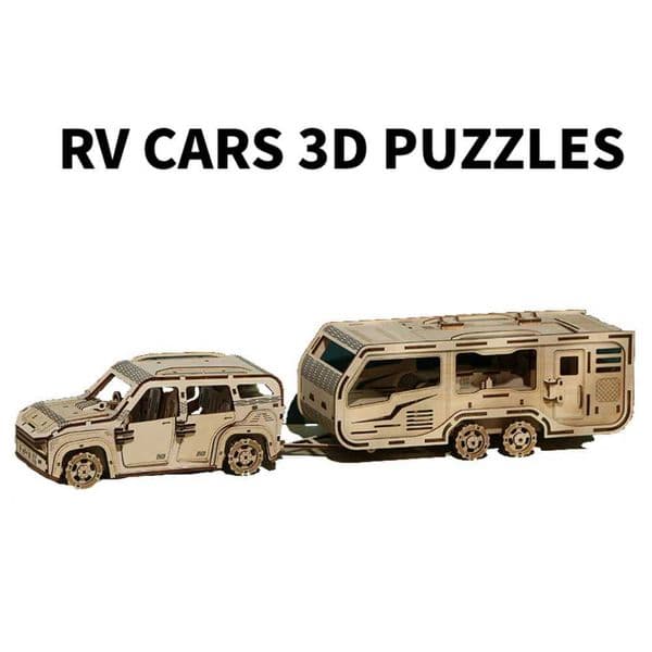 3D RV Cars Wooden Puzzle Toys Construction Model Kits To Build for Teens Adults Gift DIY Mechanical Trailer Campervan BlocksM240731