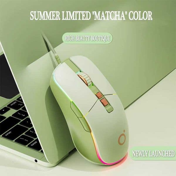 New Arrival Wired mouse green USB interface 1.5m connection line seven light effects for gaming office desktop computer notebook T250102