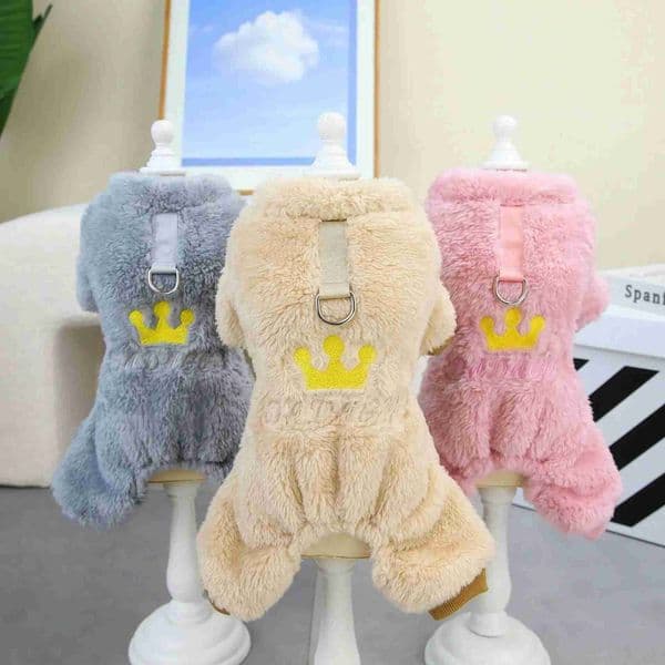 1pc Pet Dog Clothes Soft Warm Fleece Dogs Jumpsuits Crown Pattern Pet Clothing for Small Dogs Puppy Cats Costume CoatsXJ240731