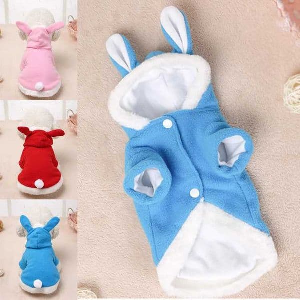 Hooded Coat Clothing for Dogs Fleece Cat Puppy Easter Bunny Pet Dog Costume Clothes Warm Rabbit Dressing Up Outfit J2YXJ240731