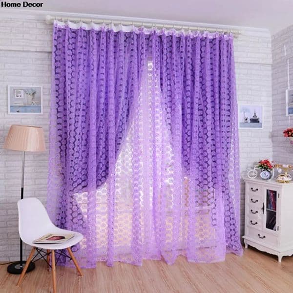 4 Colors Rose Voile Blackout Curtains Living Room Window Curtains Tulle Sheer Curtains Home Decor only window screening 1 side 240730
