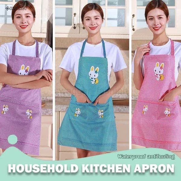 Cute Cartoon Rabbit Kitchen Apron for Men Women Home Cleaning Tools Pink White Waterproof Apron Cotton Linen Easy to Clean HouseXJ240731