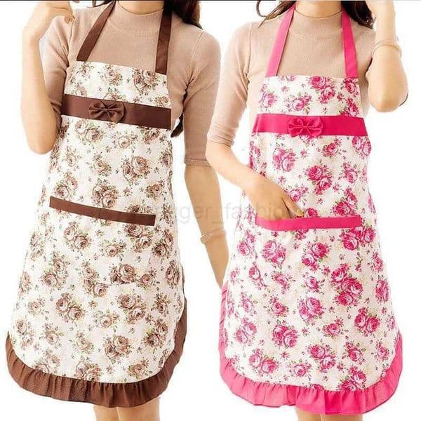 Kitchen Oil-proof Apron waterproof Cooking Apron Thicken Women Cotton Bib with Pockets Printing Dress Ladies Cleaning ApronsXJ240731