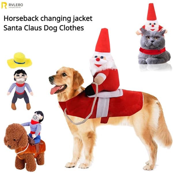 Funny Dog Clothes Riding Jacket Transforming Cowboy Santa Claus Clothing Halloween Party Garment Chihuahua Pet Supplies 241028
