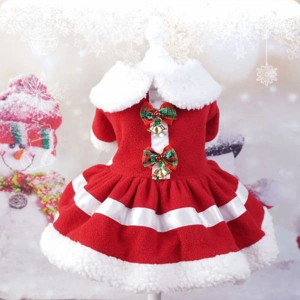 Christmas Dress Red Costume Pet Dog Bow tie Skirt Cotton Clothes for Bulldog Chihuahua York 241028