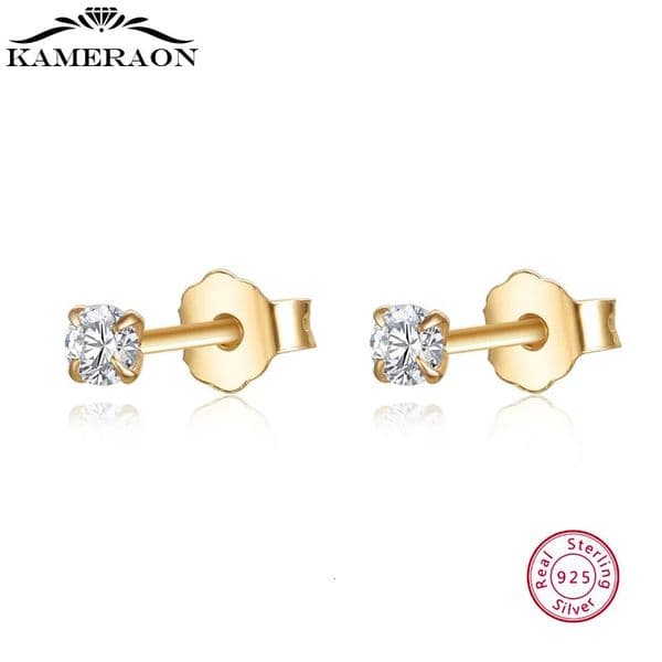 100 Real Sterling Silver 925 Fashion Stud Earrings Small Single Diamond Wedding Engagement Jewelry Gift for Women Girls 241031