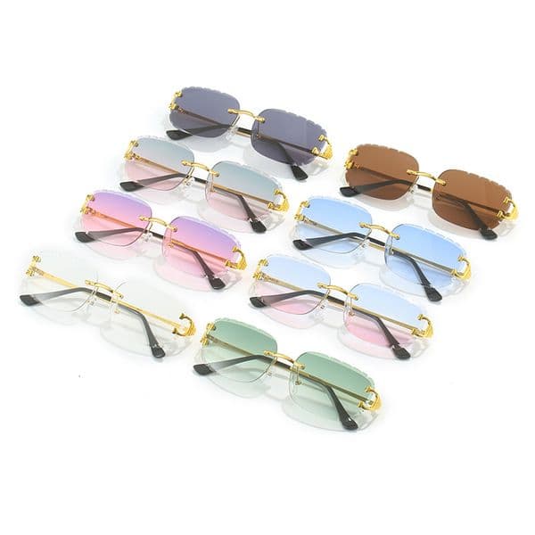 Rimless Square Vintage Sunglasses Freless Sun Glasses Shades for Women Men Slingshot Optical Glasses