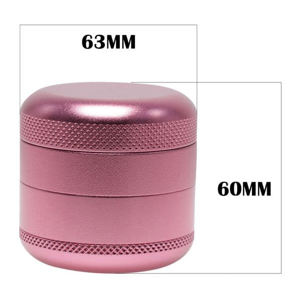 4 Layer Tobacco Grinder 63x60mm Pink Aluminum Herb Crusher Durable Spice Grinder