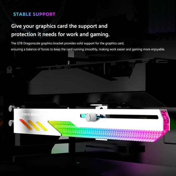 COOLMOON GT8 Graphics Card Bracket GPU Holder Desktop Computer Case 5V 3Pin ARGB Video Card Support Stand Horizontal Cooling Kit