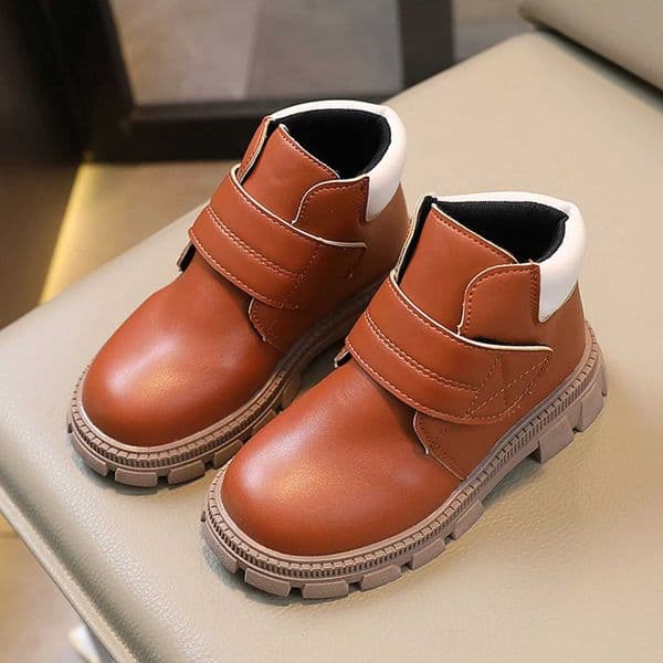 Autumn Childrens Winter Boots Retro Black Brown Boys Ankle Boots Simple Solid Short Boots Baby Shoes M241102