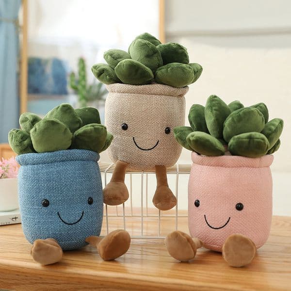 2026 New Smiling Potted Succulent Plants Decorate Living Room Home Girl Heart Cute Senior Decoration Plush Toy Free Shipping