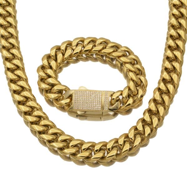 Heavy Thick Solid Stainless Steel Miami Cuban Chain Necklace Bracelet Jewelry