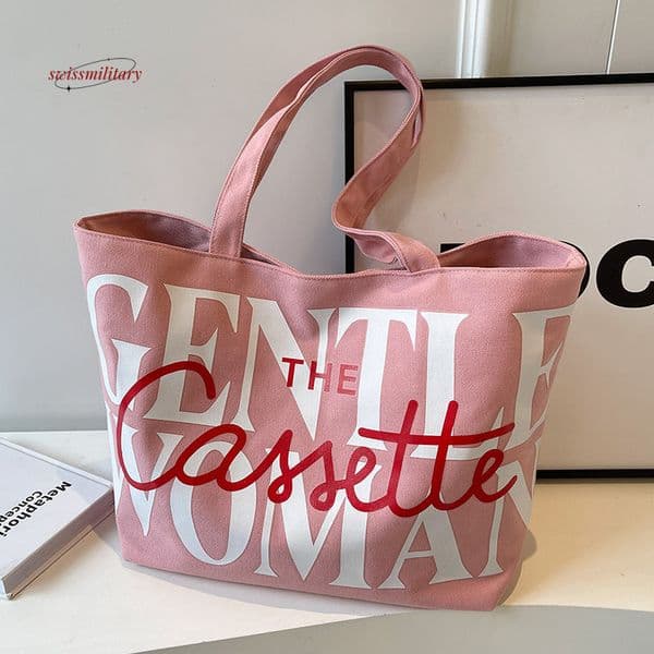 Thai niche canvas for women 2024 new fashionable large capacity letter shoulder class tote bag #13 swissmilitary