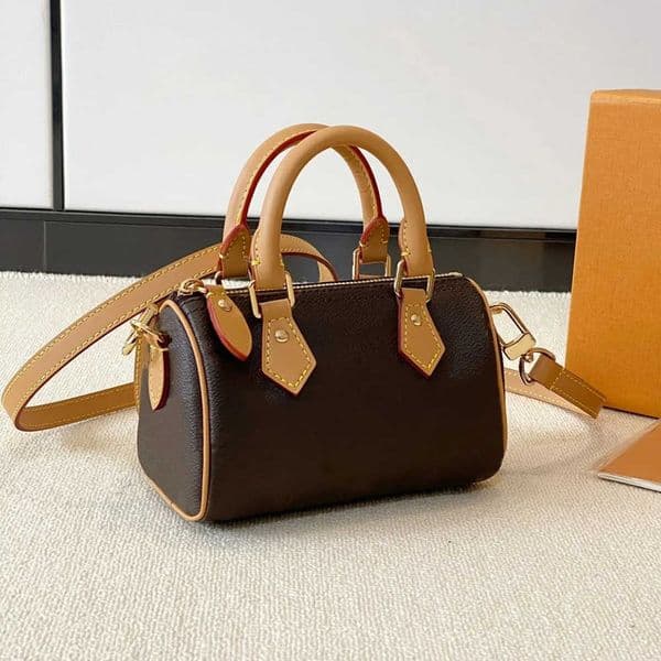 Shoulder Bags Top Designer Mini Nano 16cm Shoulder Bag Women Leather Denim Crossbody Luxury Brand Embossed Tote Purse Brown Flower Handbag 20cm