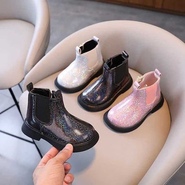Autumn Girls Boots Princess Shoes Fashion Sequins Kids Leather Shoes Anti slip Childrens Shoes Ankle Boots M241102