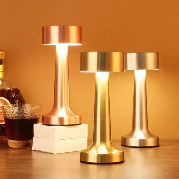 Retro LED Rechargeable Touch Metal Table Lamp 3 Colors dimmable Creative Ambient Lights Desk Lamp Bar Room Decor LED Night LightLX241102