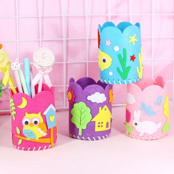 4PCS Kids DIY Craft Pencil Holder Educational Toys For Children Creative Handwork Pen Container Arts Crafts Toys Montessori Gift