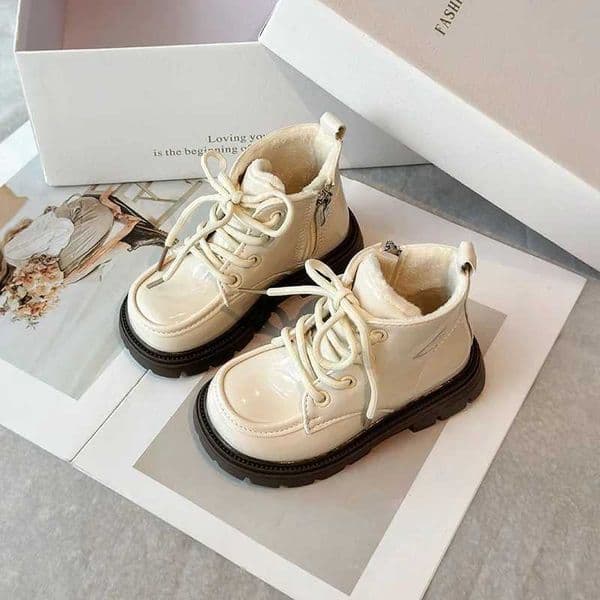 High Quality New Girl Winter Boots Solid Color Gloss Childrens Snow Boots Collar Version Warm Childrens Fashion Ankle Cotton Boots Side Zipper T241102