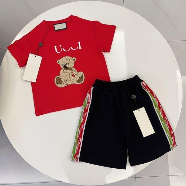 Kids Designers clothes Clothing Sets short sleeve children T-Shirt shorts round neck two-piece sportswear for boys and girls printing kalekids CXD240423-6 L260428