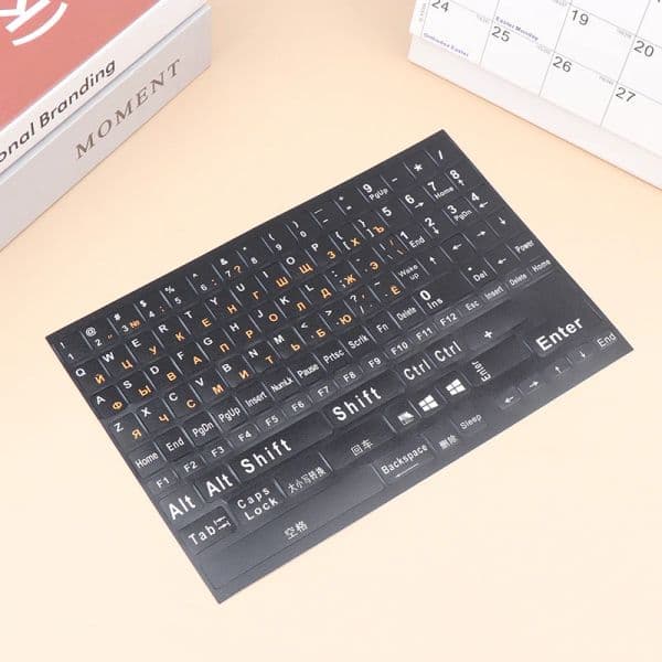 1Pc Full Size Russian Keyboard Stickers Letter Alphabet Layout Sticker Key For Laptop Desktop PC Cover