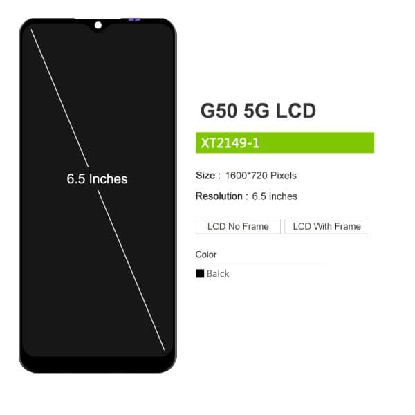 6.5" New Original For Motorola Moto G50 5G LCD Display Touch Screen Sensor With frame Assembly Replace For Moto G50 5G Screen