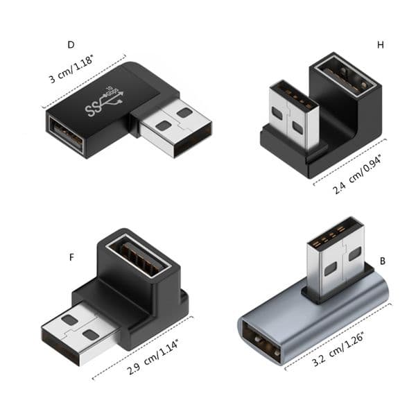 USB Male to Female Left 90 Degree Turn Adapter USB3.0 Male to Female Elbow Adapter 10Gbps for Laptop PC Connector