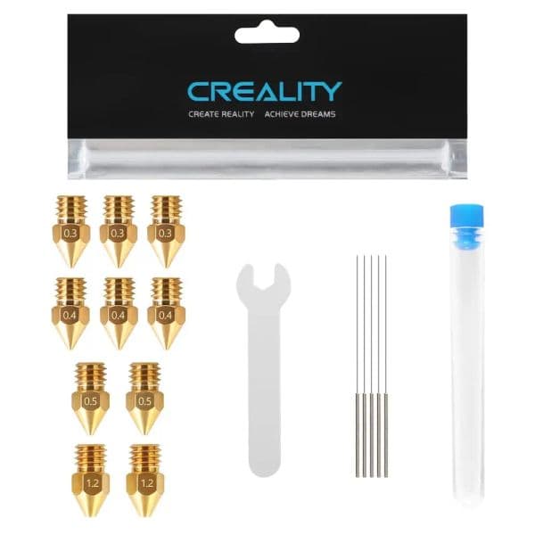 Creality MK8 Extruder Nozzles Kit with 10 Pcs 3D Printer Nozzles and 5 Pcs Nozzle Cleaning Cleaners and 1 Pcs Open Nozzle Wrench