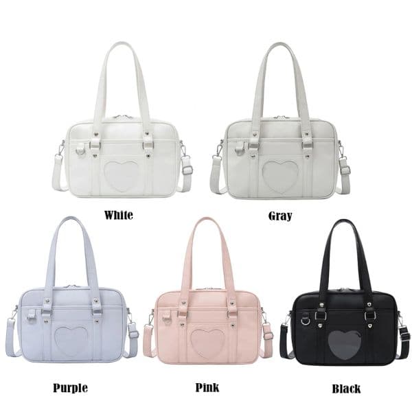 Japanese Lolita Heart JK School Uniform Bags Women Leather female Student Handbag Cosplay Anime Love hollow out Shoulder Bag