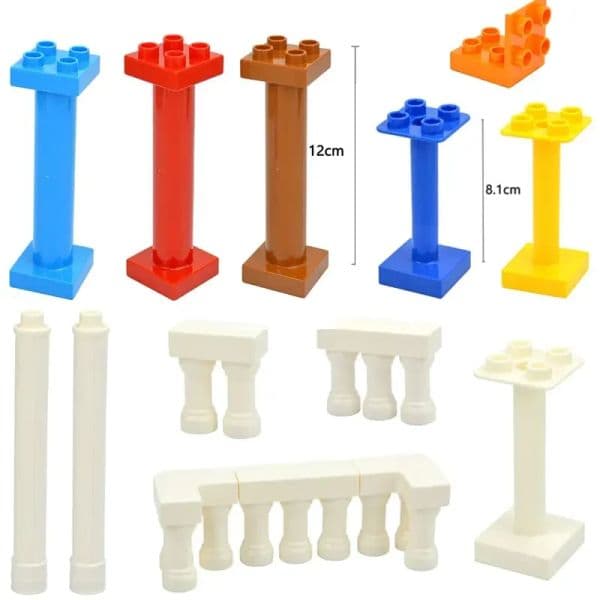 Big Size Cylinder Bracket Large Particle Round Pillar House Assemble Building Block Compatible Duploe Educaitonal Brick For Kids