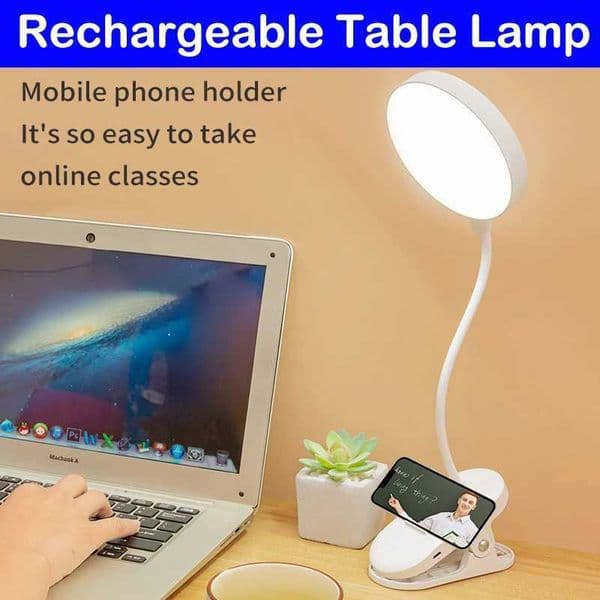 4000mAh USB Rechargeable LED Clip Table Lamp 3 Levels Dimmable Eye Protection Portable Touch Reading Book Lamp Bedside DeskLX241102
