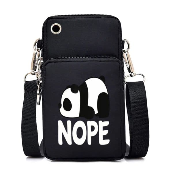 Kawaii Panda Print Purses and Handbags Female Mini Mobile Phone Bag Animal Zipper Crossbody Bag Wrist Bag Women Shoulder Bags