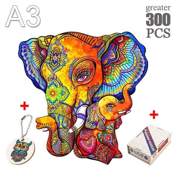 Artistic Mysterious Animal Wooden Jigsaw Puzzles DIY Wood Craft Family Parent-child Educational Interactive Toys For Kids Adults