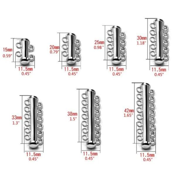 10Pcs Layered Bracelet Necklaces Slide Strong Magnetic Clasps Tubes Lock Rhodium Plated Buckle Hook Jewelry Findings Wholesale