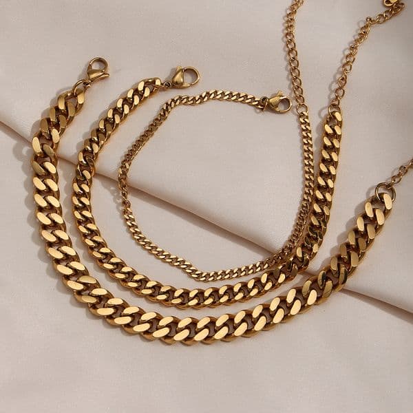 2022 Trendy Miami Cuban Chain Anklets 18K Gold Plated Punk Different Width Waterproof Anklets for Women Jewelry Accessories