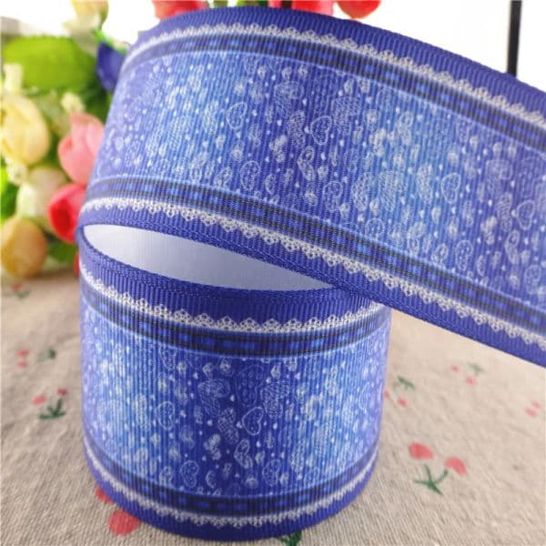 1-1/2" 38mm 10 yards denim printed grosgrain ribbons gift packaging DIY handmade materials MD18010118