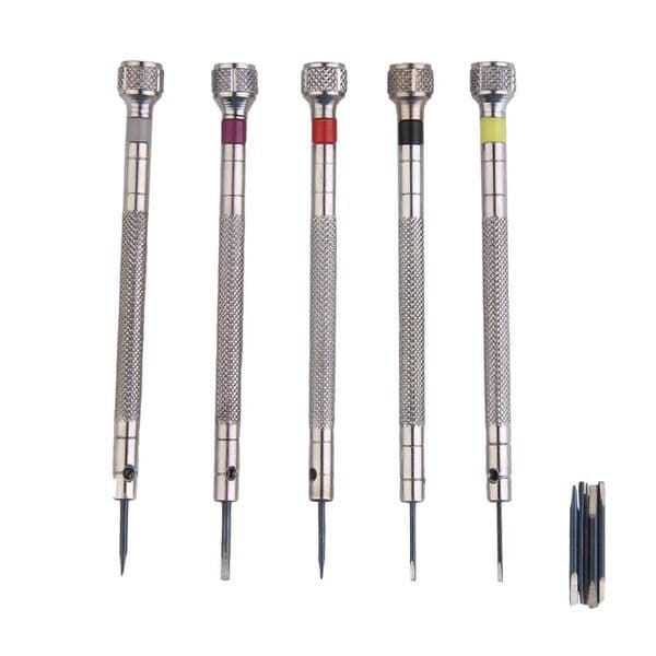 5pcs/set 0.8-1.6mm Steel Screwdriver for Repairing Portable Watch Band Removal with Mini k Pins Watchmaker Tools dh910320090