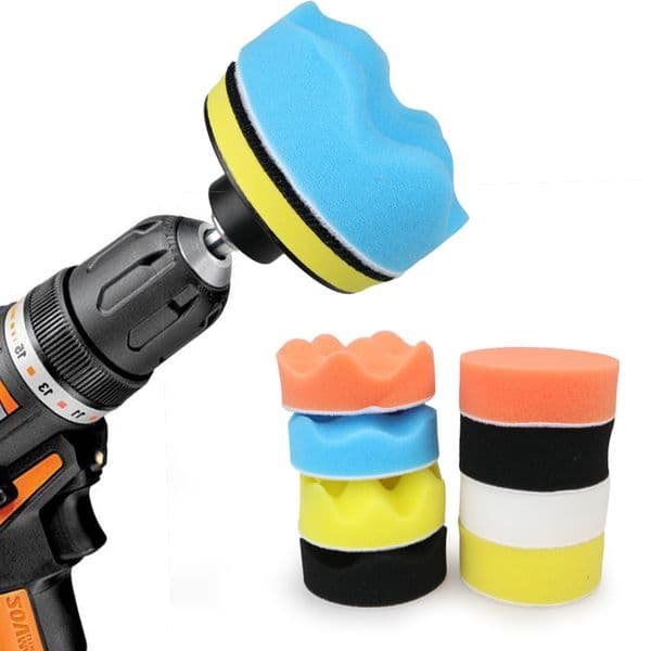 11Pcs/Set Foam Car Polishing Disc Self-Adhesive Buffing Waxing Sponge Wool Wheel Polishing Pad for Car Polisher Drill Adapter