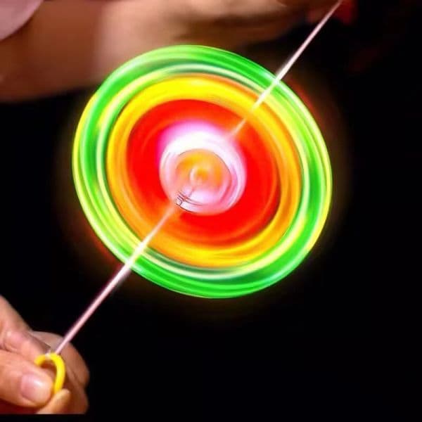 1/5Pcs LED Light Flying Saucer Toys Funny Hand Pulling String Luminous Flywheel Plastic Spin Toys Kids Mini Finger Gyro Games