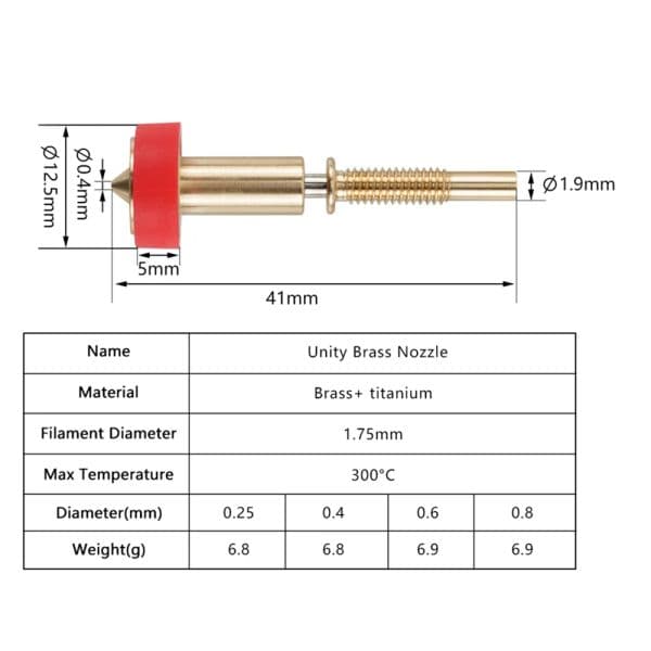 Clone Nozzle All-in-one Bimetal Nozzles 0.25/0.4/0.6/0.8mm Heatbreak Brass Titanium For Hotend Extruder