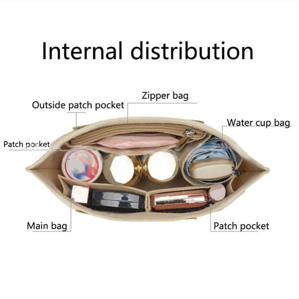 1PC Purse Organiser Pouch Women's Organizer Handbag Felt Travel Bag Insert Liner
