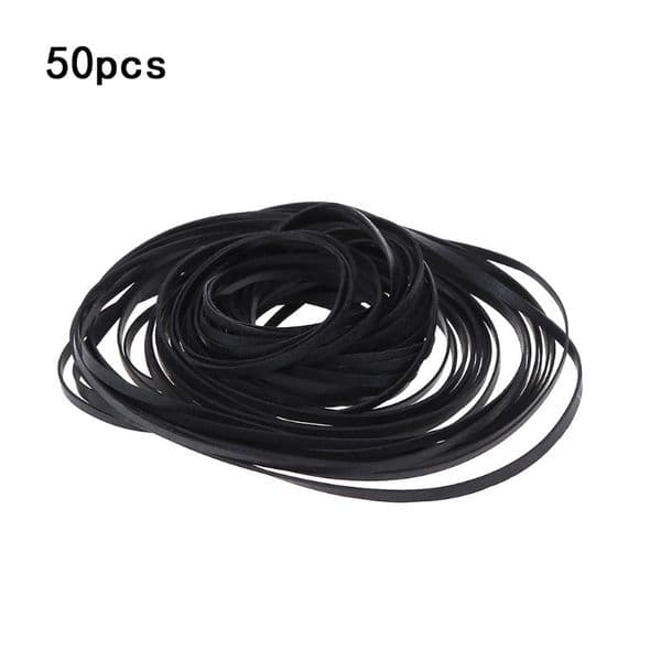 50Pcs 1/2/3/4mm Width Universal Mix Cassette Tape Machine Belts Assorted Flat Rubber Belt for CD DVD Recorders Walkman