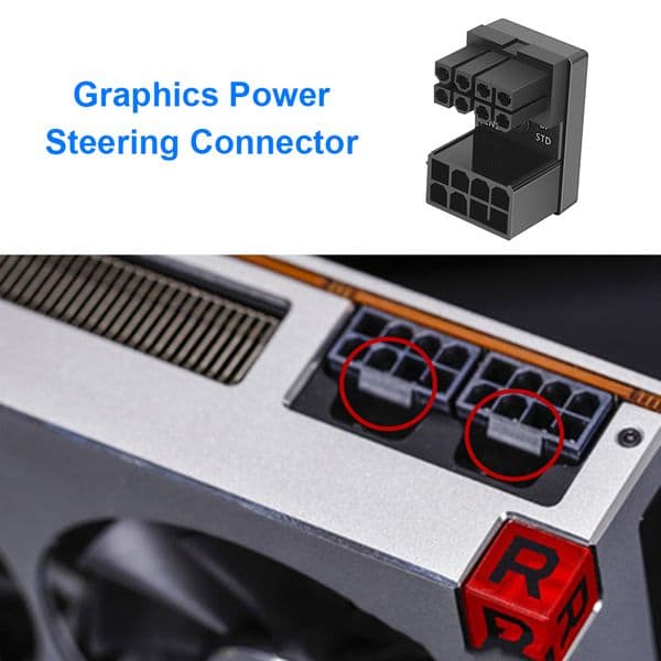 ATX VGA PCIe 6/8pin Female 180 Degree Angled to Male Power Adapter for Desktops Graphics Video Card GPU Power Steering Connector a5d38