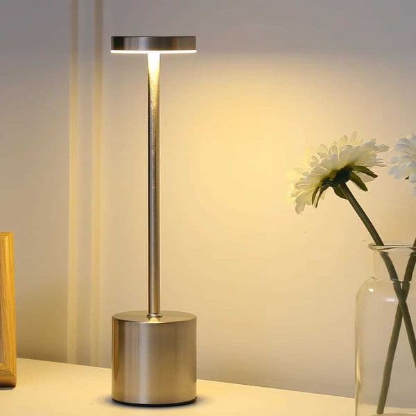 Rechargeable LED Table Lamp Touch Switch Three Colors Metal Desk Lamp Decoration Night Light Student Dorm Bedside Lamp Hotel BeLX241102
