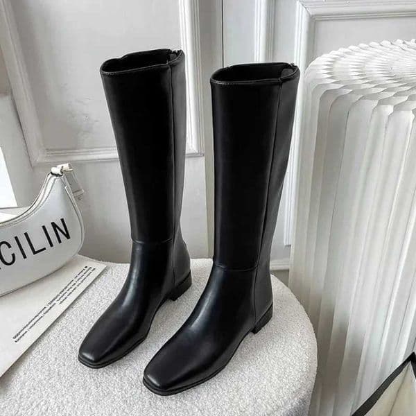Winter Knee High Women Pu Leather Black Western Tall Long Boots Female 2023 New Trends Shoes Botas MujerC241103