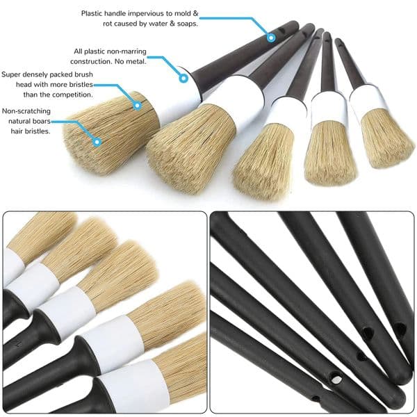 5/10PCS Car Detailing Brushes Not Scratching Car Premium Dense Car Detail Brushes for Cleaning Car Emblem Dash Air Vents Wheels